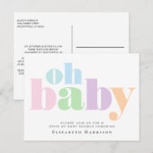 Drive by Baby shower Pastel Typografie Uitnodiging Briefkaart (Voorkant / Achterkant)