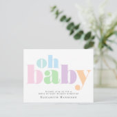 Drive by Baby shower Pastel Typografie Uitnodiging Briefkaart (Staand voorkant)
