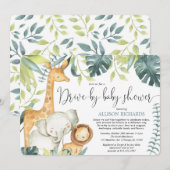 Drive-by baby shower safari oerwoud dieren kaart (Voorkant / Achterkant)