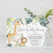 Drive-by baby shower safari oerwoud dieren kaart (Staand voorkant)