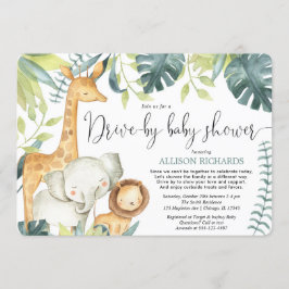 Drive-by baby shower safari oerwoud dieren kaart