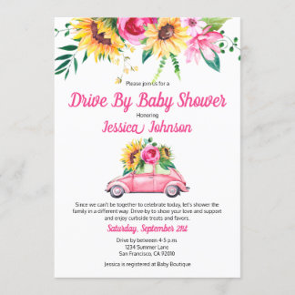 Drive By Baby shower Uitnodiging voor Baby meisjes