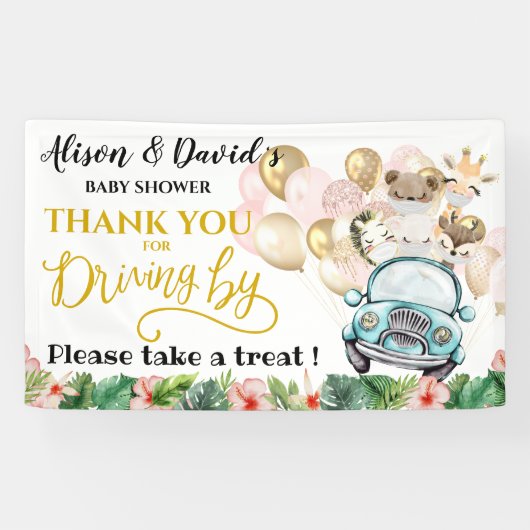 Drive by Baby shower WELCOME BANNER | Cute Safari (Horizontaal)