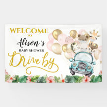 Drive by Baby shower WELCOME BANNER | Cute Safari