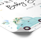 Drive by Baby shower Welcome Sign Blue Floral Poster (Hoek)