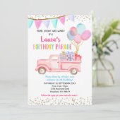 Drive by Birthday Parade Uitnodiging voor Meisje (Staand voorkant)