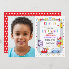 Drive by Birthday Party Parade Photo Invitation Kaart