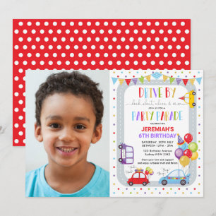 Drive by Birthday Party Parade Photo Invitation Kaart