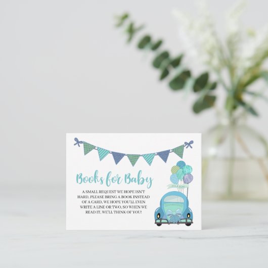 Drive by Blue Car Books for Baby Enclosure Card Informatiekaartje (Staand voorkant)