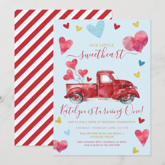 Drive by Blue Valentijn Hearts Boy Birthday Kaart (Voorkant / Achterkant)