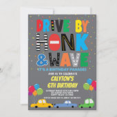 Drive By Boy Verjaardagsparade Kleurrijke Auto's Kaart (Voorkant)