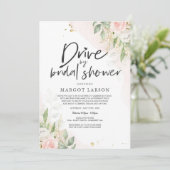 Drive by Bridal Shower Invitation Greenery & Gold Kaart (Staand voorkant)