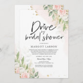 Drive by Bridal Shower Invitation Greenery & Gold Kaart (Voorkant / Achterkant)