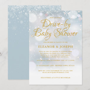 Drive-by Couples Winter Baby Shower Feestje Kaart