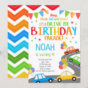 drive by Invite, Boy Birthday Parade Invitation Kaart