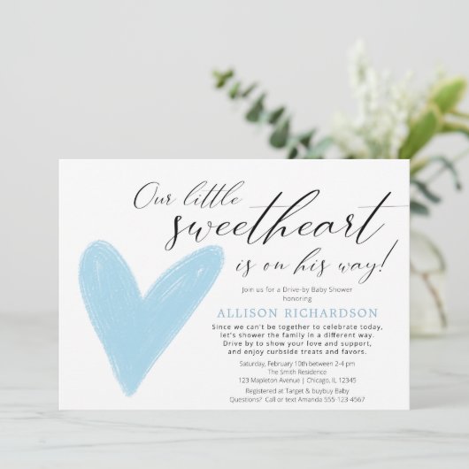 Drive-by Modern Valentijns blauwe jongen Kaart (Staand voorkant)