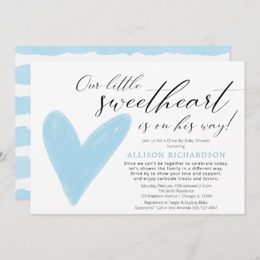 Drive-by Modern Valentijns blauwe jongen Kaart (Voorkant / Achterkant)