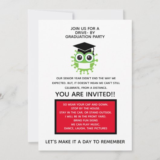 Drive By Party, 2020 Aankondigingen van het afstud (Achterkant)