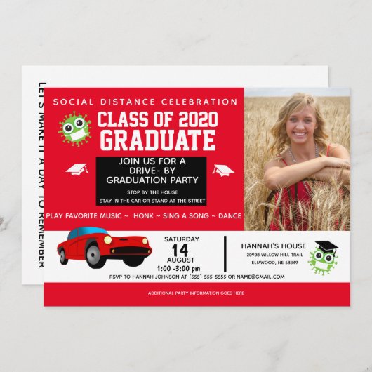 Drive By Party, 2020 afstudeeraankondigingen Aankondiging (Voorkant / Achterkant)