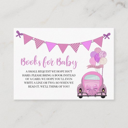 Drive by Pink Car Books for Baby Enclosure Card Informatiekaartje (Voorkant)