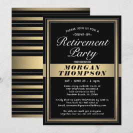 Drive-by Retirement Party Black White en Gold Kaart