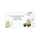 Drive-by Safari Baby Animals Baby shower Etiket (Voorkant)
