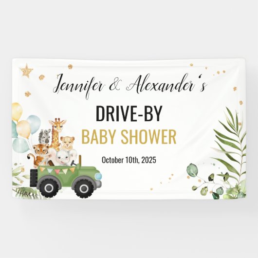 Drive-by Safari Baby shower Banner (Horizontaal)