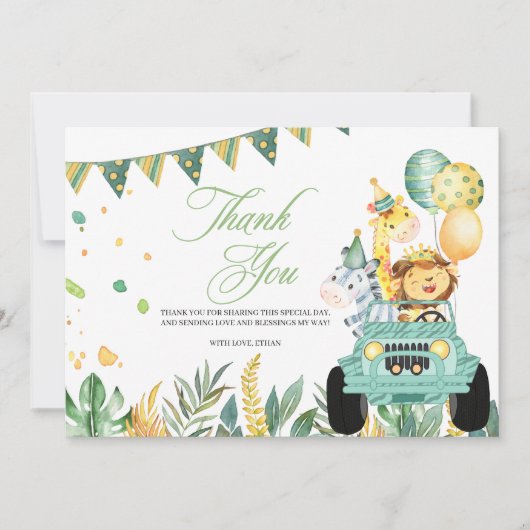 Drive by Safari Birthday Parade - Hartelijk dank Bedankkaart (Voorkant)