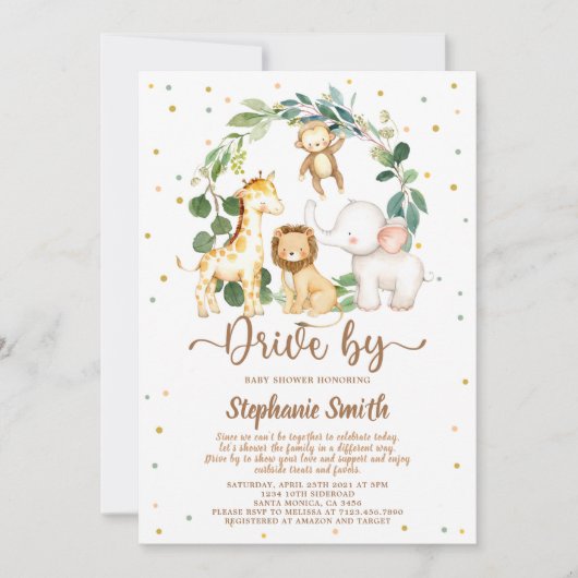 Drive by Safari Oerwoud Boy Baby shower Kaart (Voorkant)