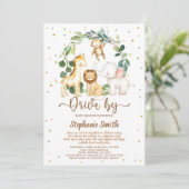 Drive by Safari Oerwoud Boy Baby shower Kaart (Staand voorkant)