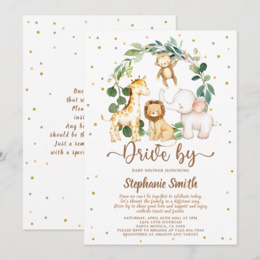 Drive by Safari Oerwoud Boy Baby shower Kaart (Voorkant / Achterkant)