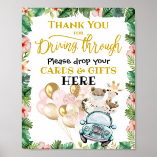 Drive by Shower CARDS GIFTS Sign   Safari Friends Poster