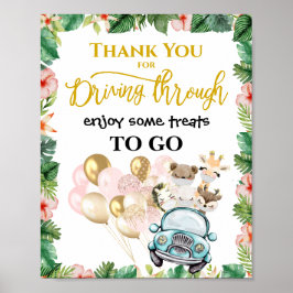 Drive by Shower TREAT FAVOR Sign | Safari Friends Poster