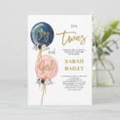 Drive By Twins Baby shower Uitnodiging Jongen en M (Staand voorkant)