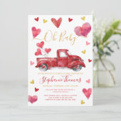 Drive By Valentijnsfeest met Harten Baby Shower Kaart (Staand voorkant)