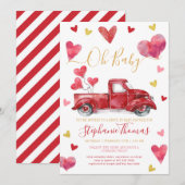 Drive By Valentijnsfeest met Harten Baby Shower Kaart (Voorkant / Achterkant)