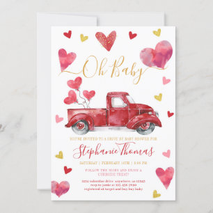 Drive By Valentijnsfeest met Harten Baby Shower Kaart