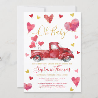Drive By Valentijnsfeest met Harten Baby Shower Kaart