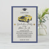 Drive by Virtual Male Graduparty Invitation Kaart (Staand voorkant)