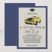 Drive by Virtual Male Graduparty Invitation Kaart (Voorkant / Achterkant)