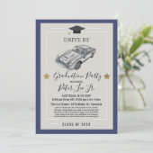 Drive by Virtual Male Graduparty Invitation Kaart (Staand voorkant)