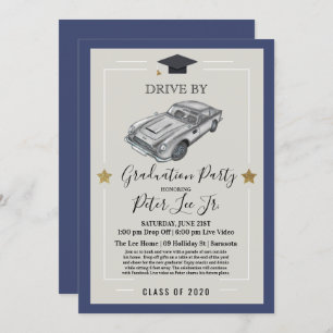 Drive by Virtual Male Graduparty Invitation Kaart