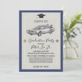 Drive by Virtual Male Graduparty Invitation Kaart (Staand voorkant)