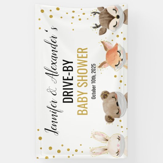 Drive-by Woodland Forest Baby shower Banner (Verticaal)