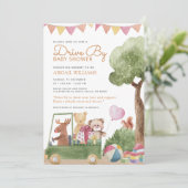 Drive-by Woodland Teddy Bears Baby shower Kaart (Staand voorkant)