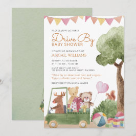 Drive-by Woodland Teddy Bears Baby shower Kaart
