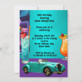 Drive-in Cocktail Bar Verjaardagsfeest Kleurrijk P Kaart (Achterkant)