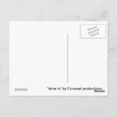 "drive in" door Coressel Productions Briefkaart (Achterkant)
