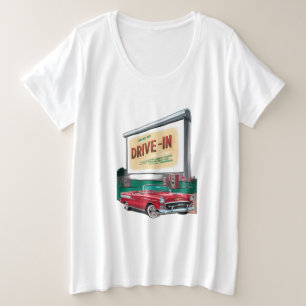 Drive-in film in de stijl van de jaren vijftig grote maat t-shirt