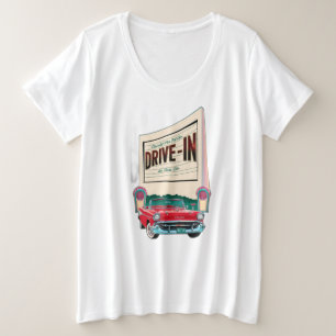 Drive-in film in de stijl van de jaren vijftig grote maat t-shirt